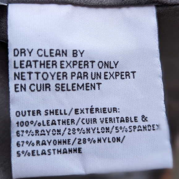 Lamarque Leather Jacket Womens Moto Gray Taupe Long Sleeve Zippers Knit Side - Picture 8 of 11